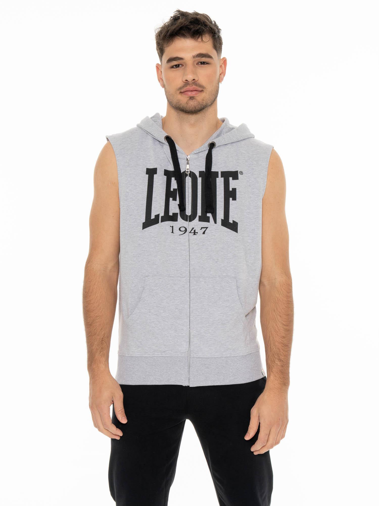 Leone Basic męska bluza z kapturem i bez rękawów zapinana na zamek