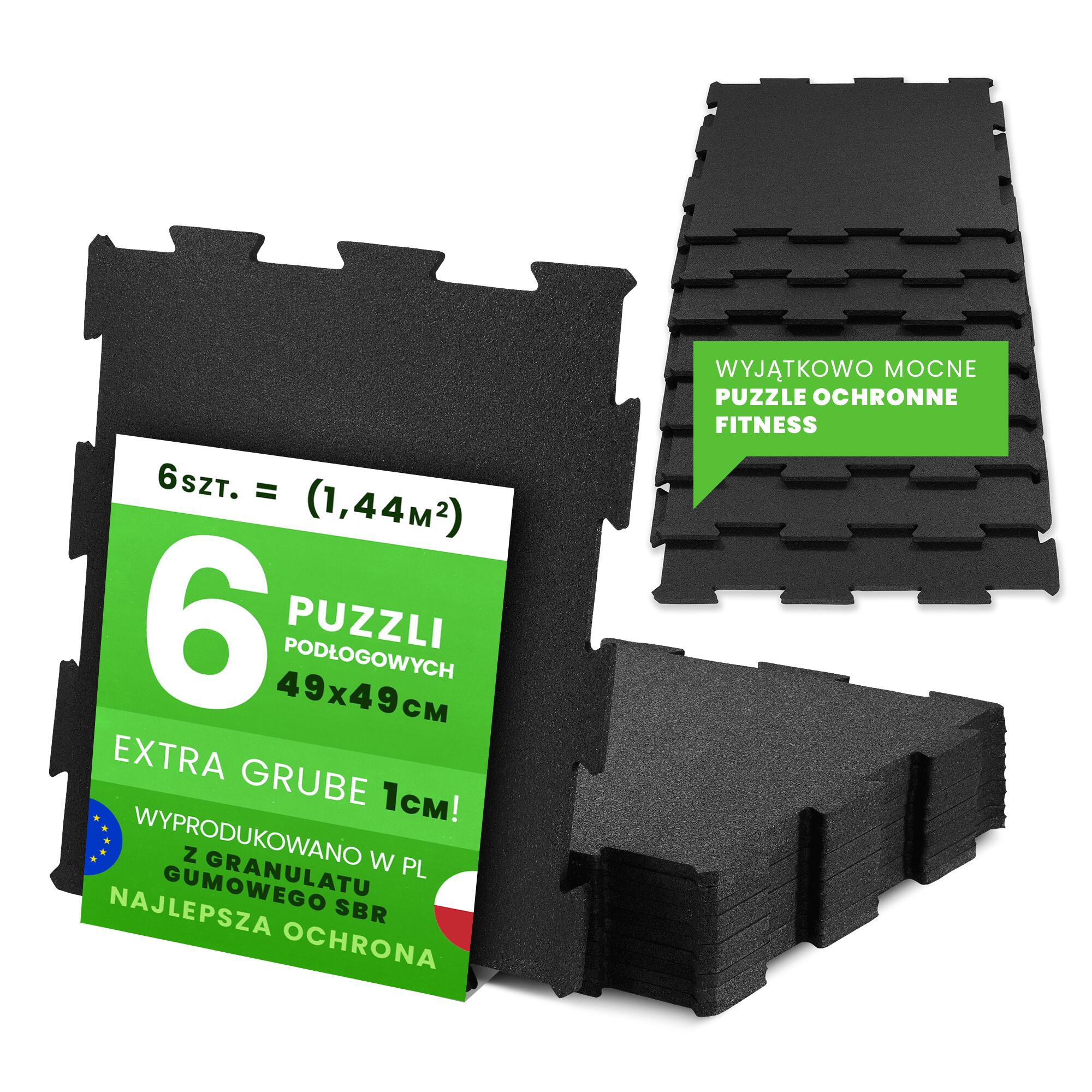 MOVO PODŁOGA DO TRENINGU PUZZLE FLOOR BLACK 49x49 - ZESTAW 6 SZTUK PUZZLI