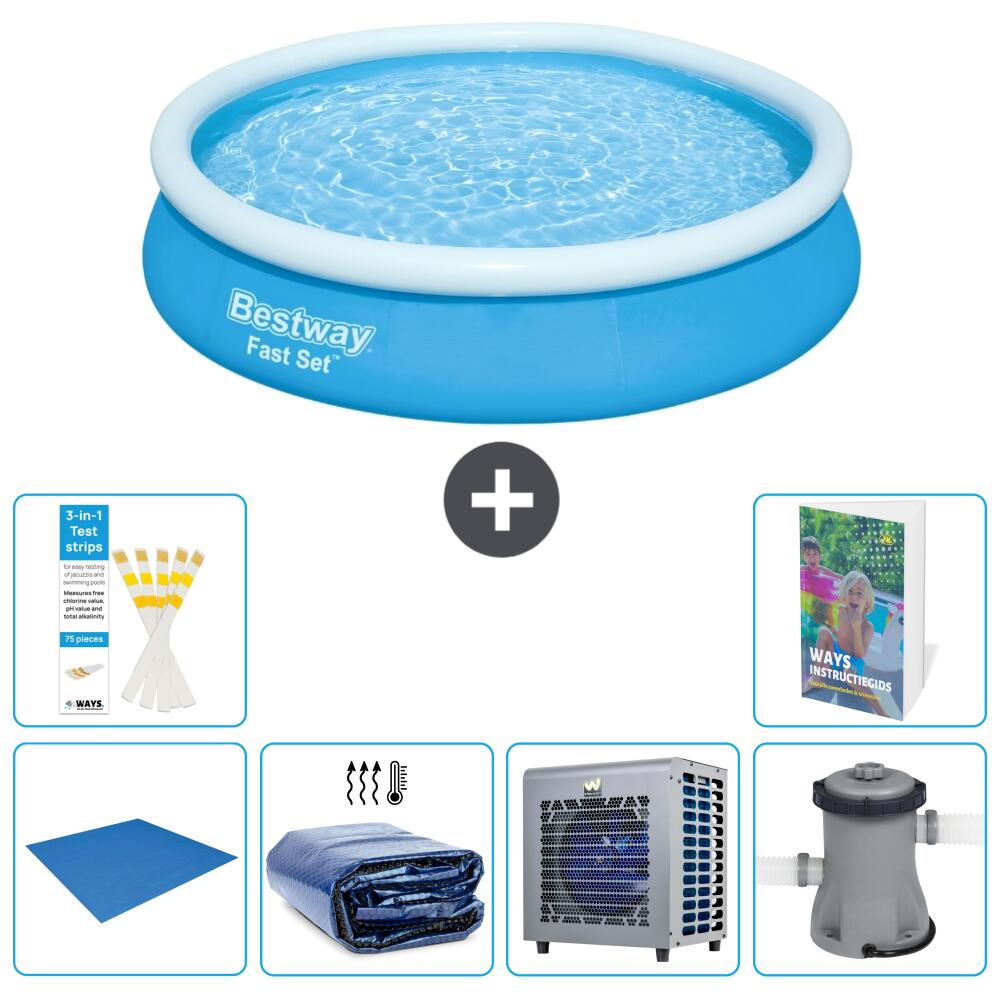 BESTWAY Basen Fast Set Okrągły - 366x76 cm - 7-częściowy S124