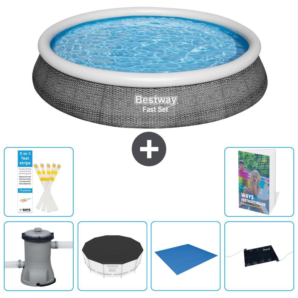 BESTWAY Basen Fast Set Okrągły - 396x84 cm - 7-częściowy S214