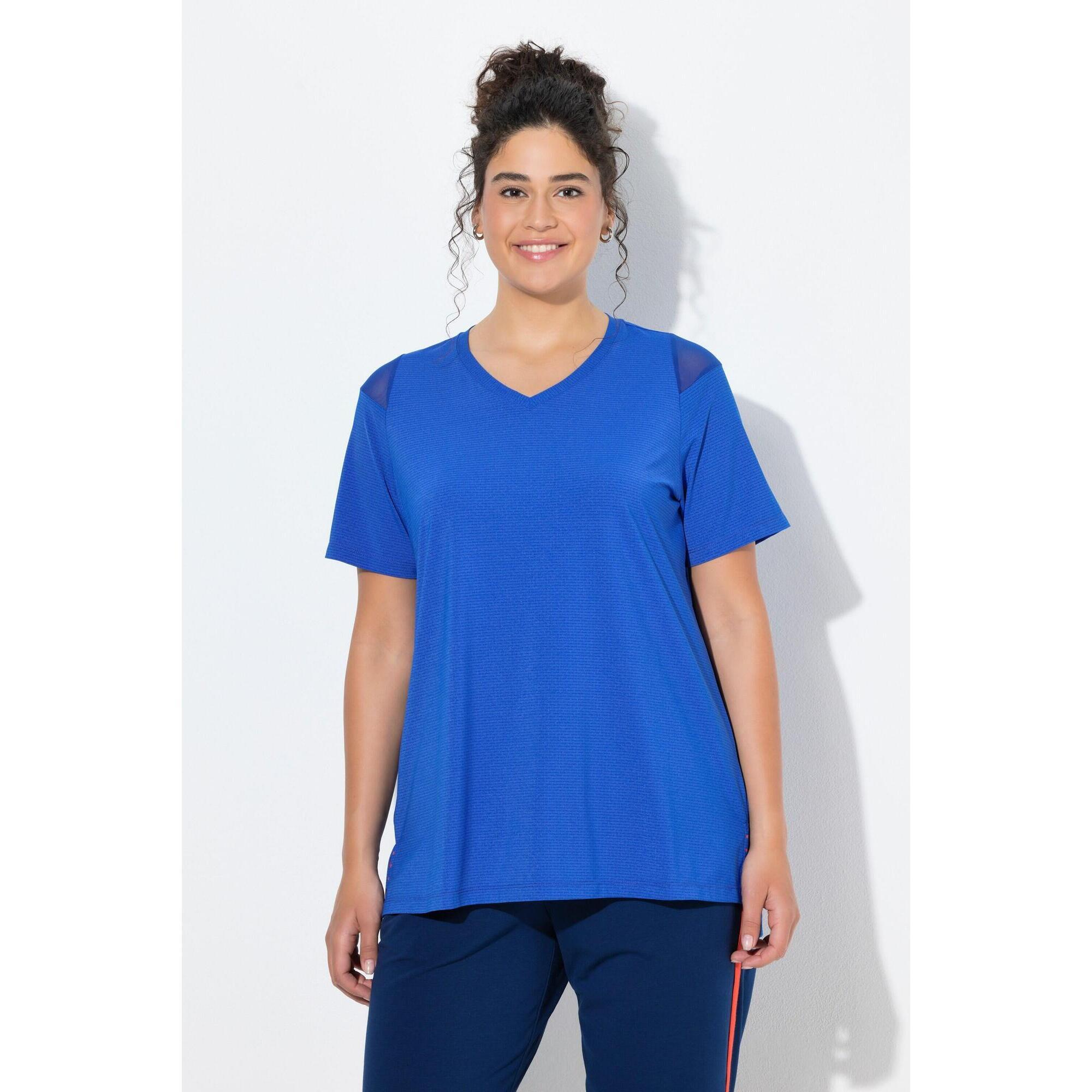 Damskie Bluzka funkcyjna wstawki z siateczki dekolt w serek rękaw 1/2