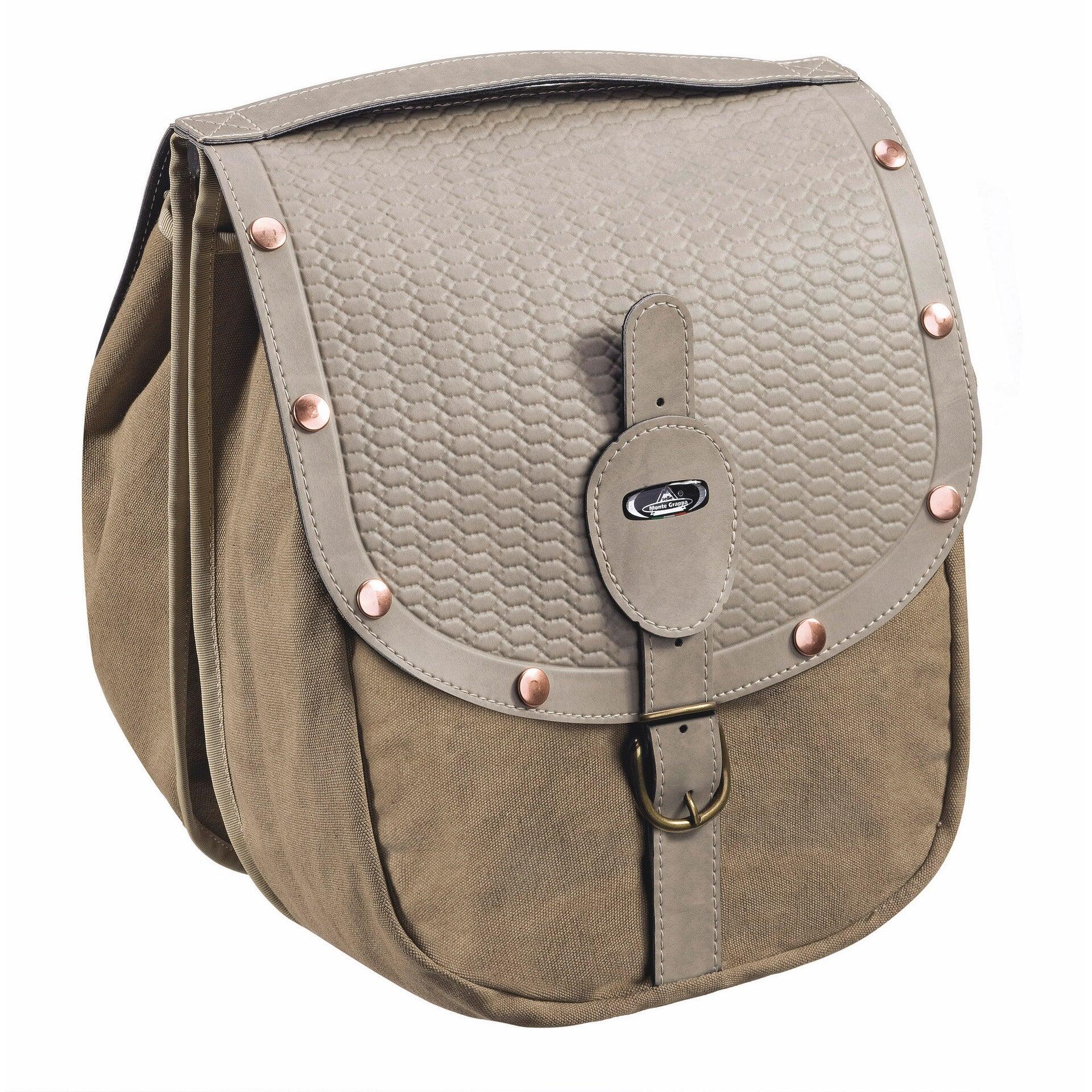 Monte Grappa Podwójna torba podsiodłowa 16,5 L - beż cashmere, szare nity
