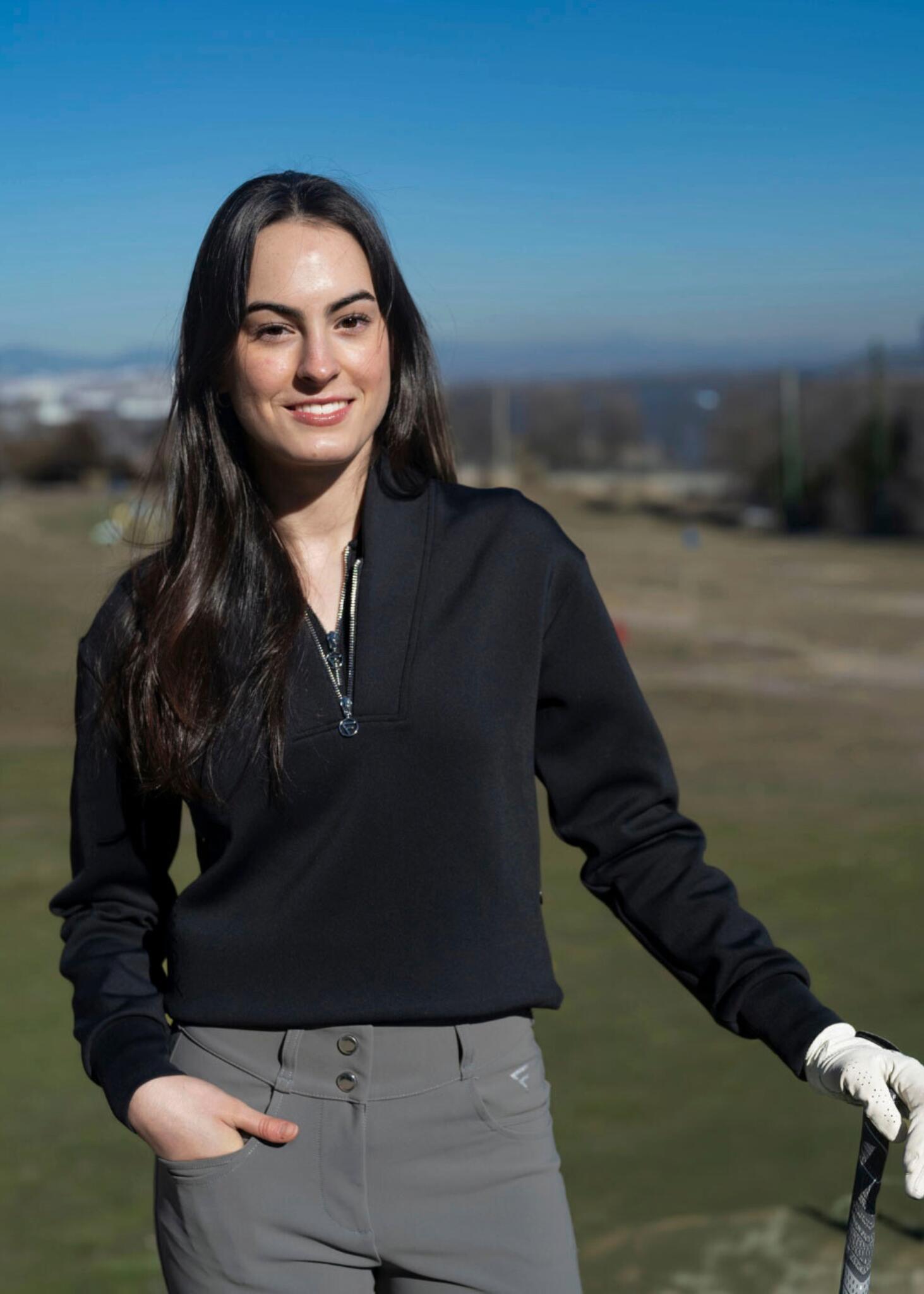 Damski golfowy sweter Swinley – Miękki, elastyczny, szybkoschnący half-zip