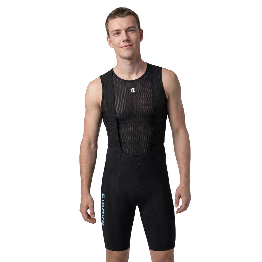 Męskie spodenki rowerowe z szelkami Siroko BX Neon Riders Black
