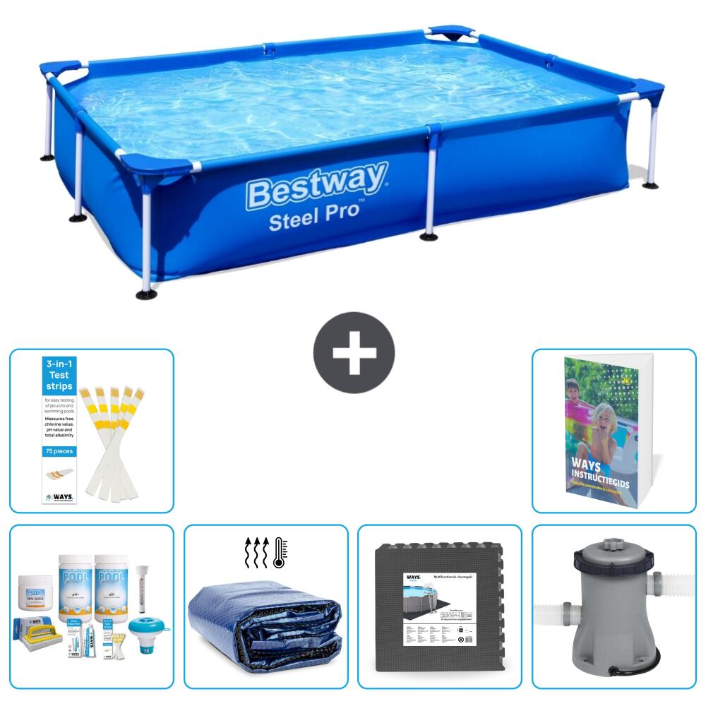 BESTWAY Basen Steel Pro Prostokątny - 221x150x43 cm - 7-częściowy S59