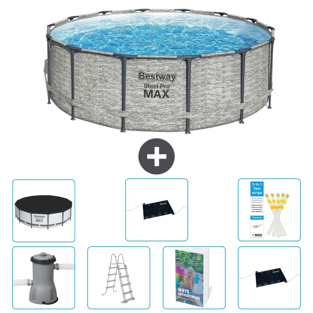BESTWAY Basen Steel Pro MAX Okrągły - 427x122 cm - 8-częściowy S562