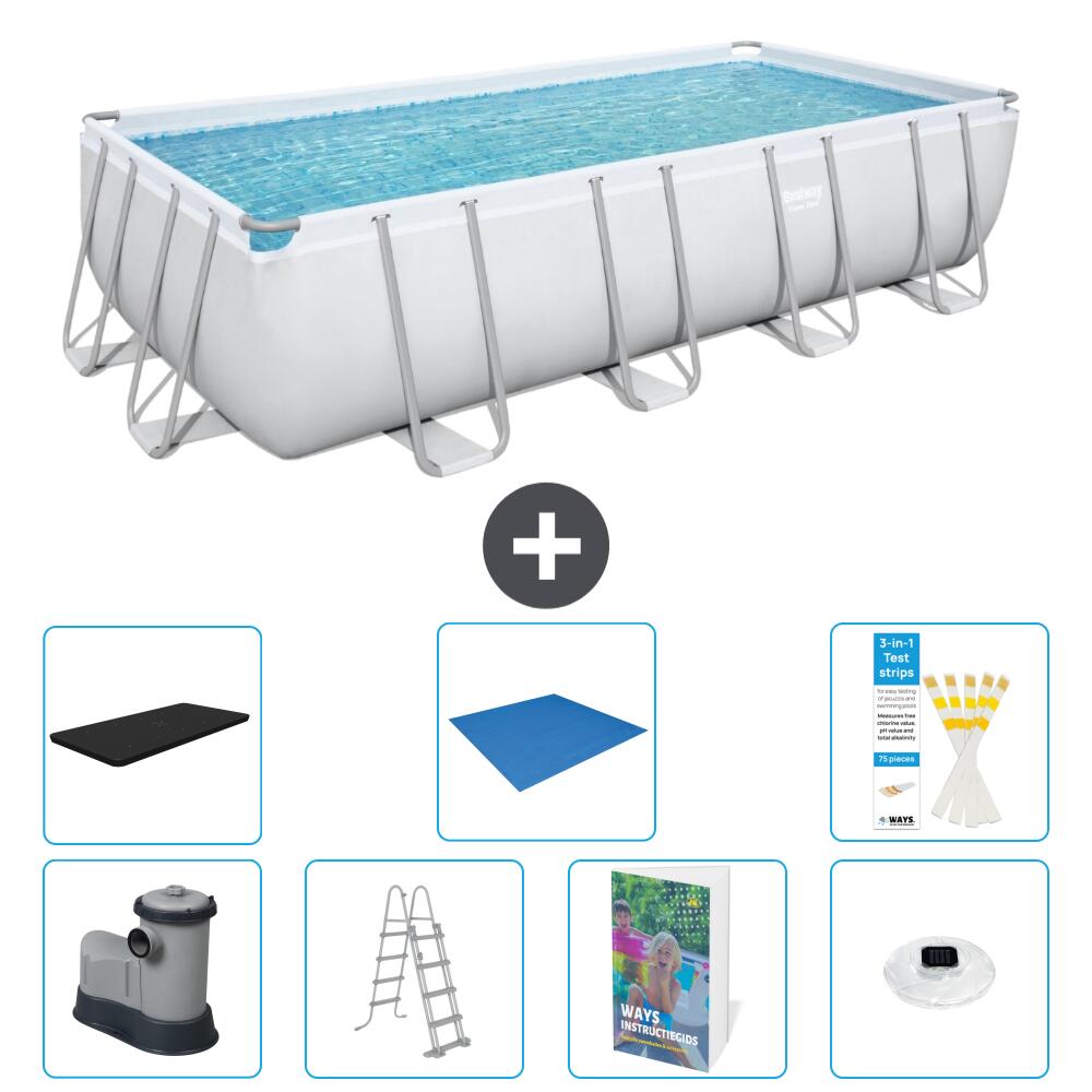 BESTWAY Basen Power Steel Prostokątny - 549x274x122 cm - 8-częściowy S596