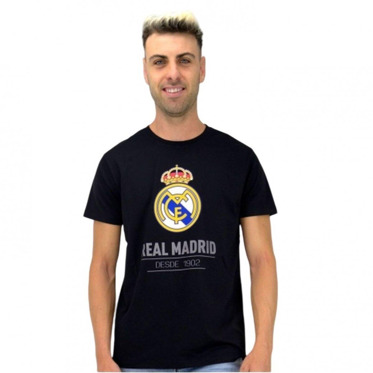 T-shirt piłkarski męski Real Madryt cotton tee czarny