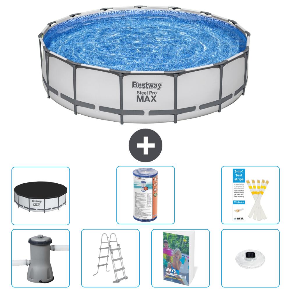 BESTWAY Basen Steel Pro MAX Okrągły - 457x122 cm - 8-częściowy S622
