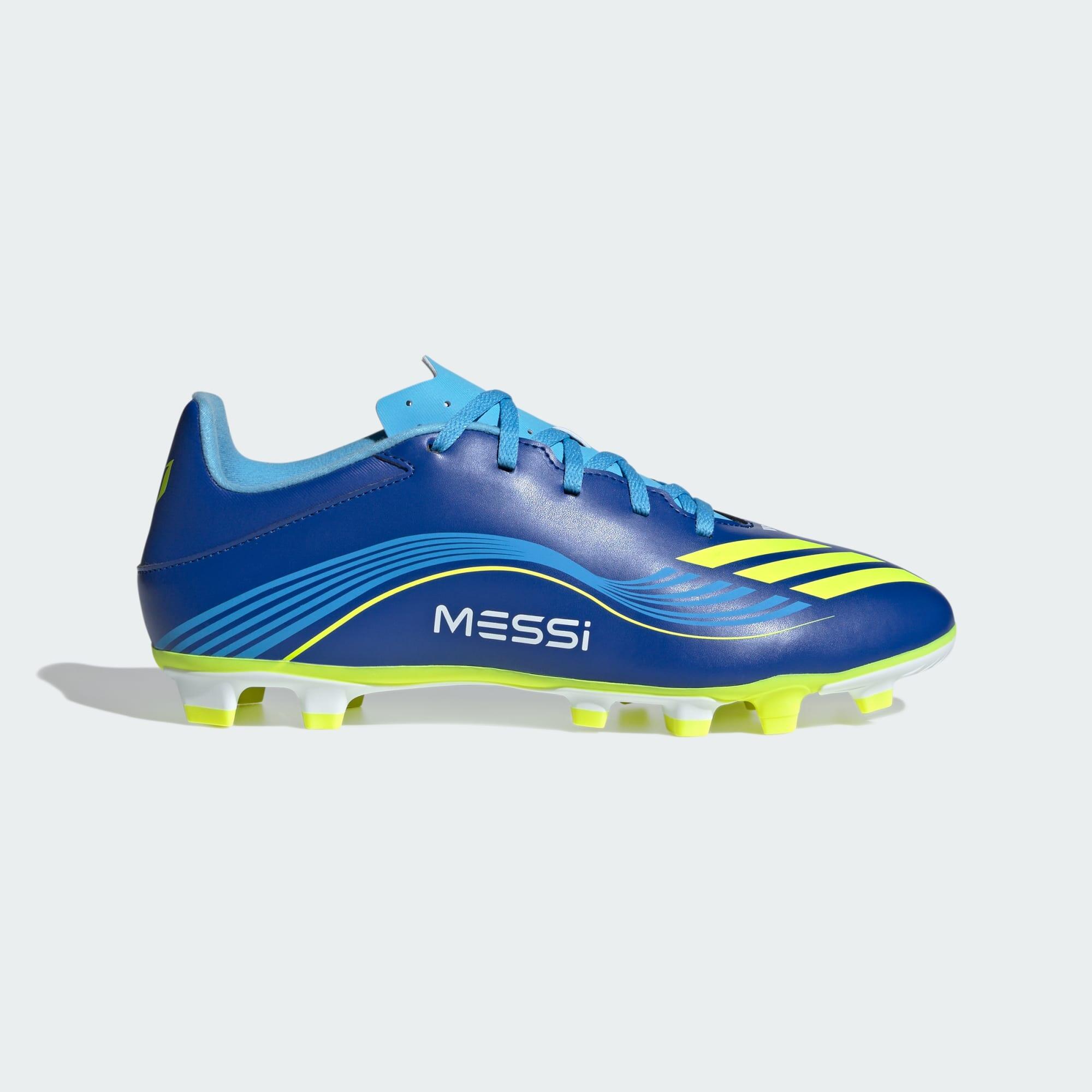 Фото - Футбольні бутси Adidas Buty F50 Messi Club Firm/Multi-Ground Niebieski/Żółty 43 1/3 (UK 9)