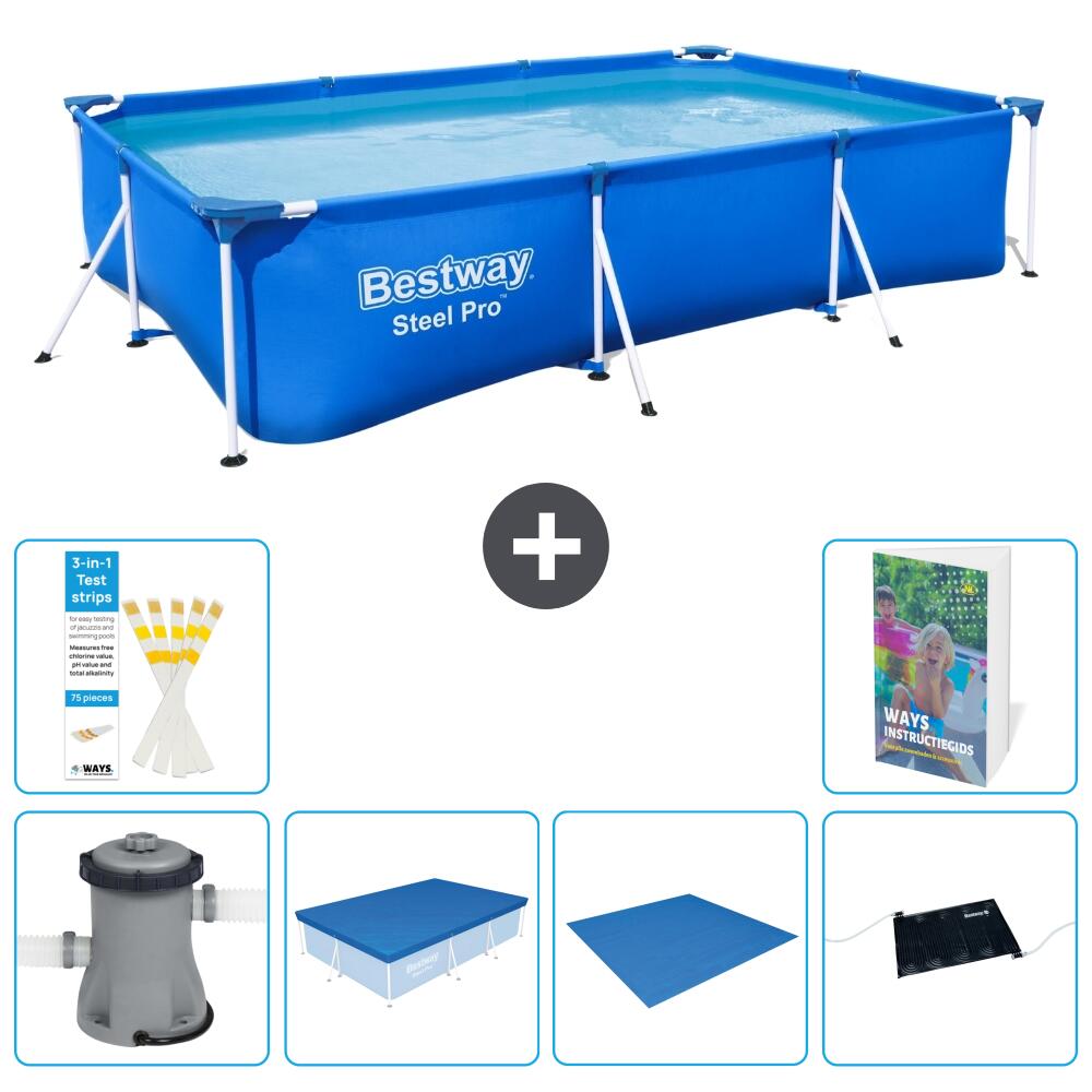 BESTWAY Basen Steel Pro Prostokątny - 300x201x66 cm - 7-częściowy S214