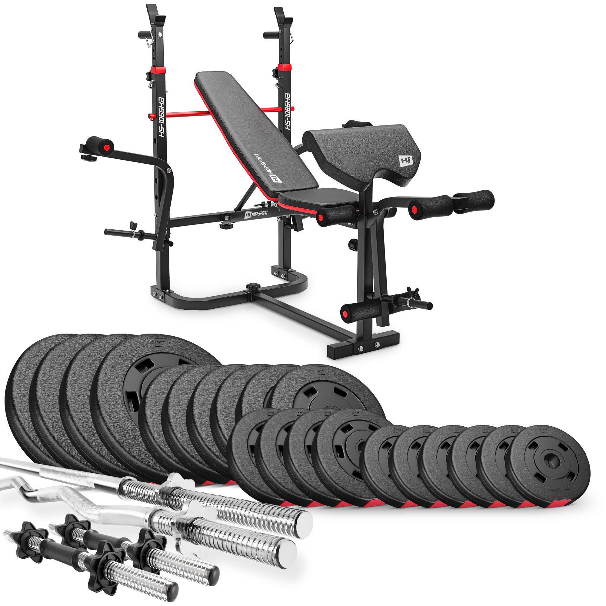 Zestaw kulturystyczny kompozytowy Hop-Sport Premium 105kg z ławką HS-1065