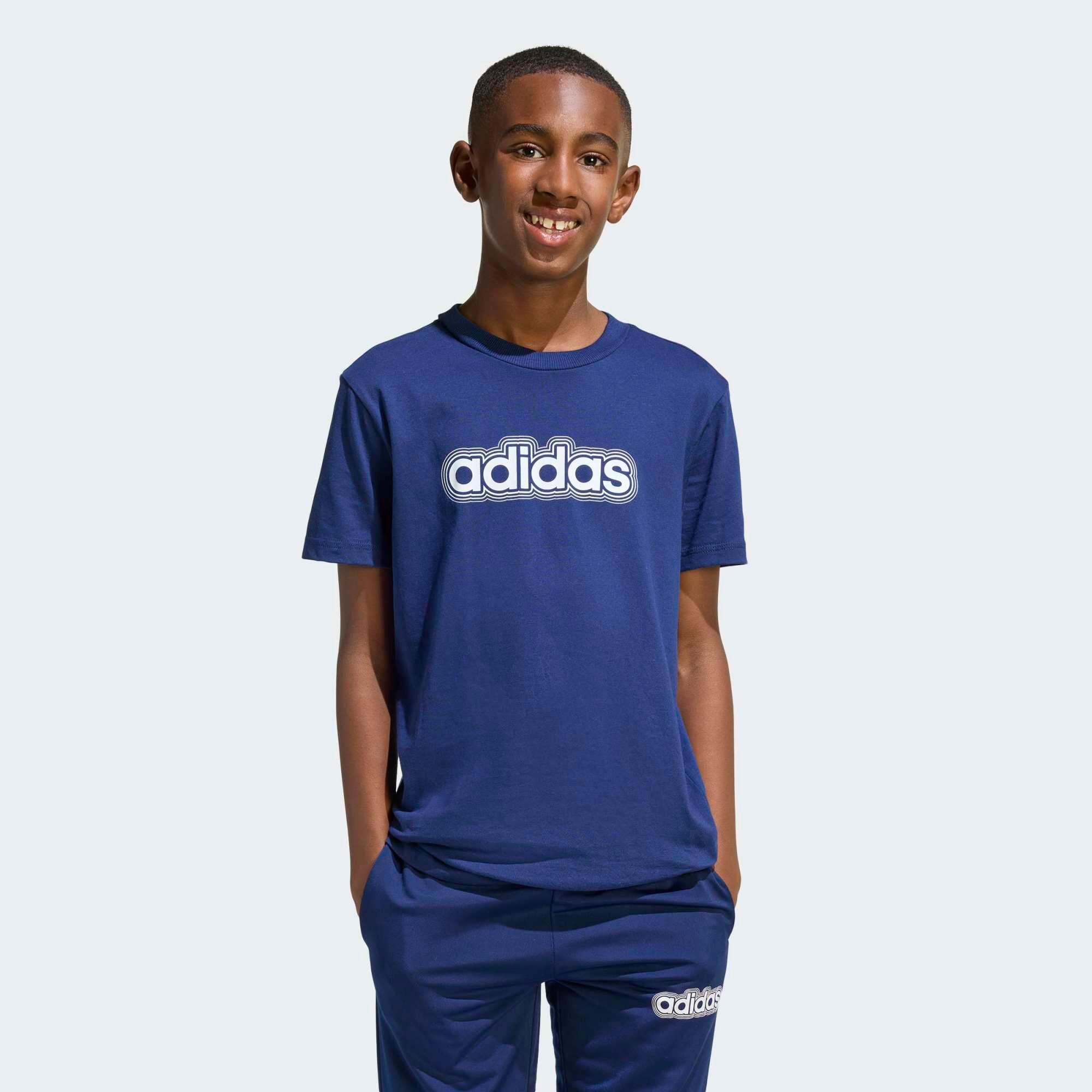 Koszulka dziecięca ADIDAS bawełniana, granatowa