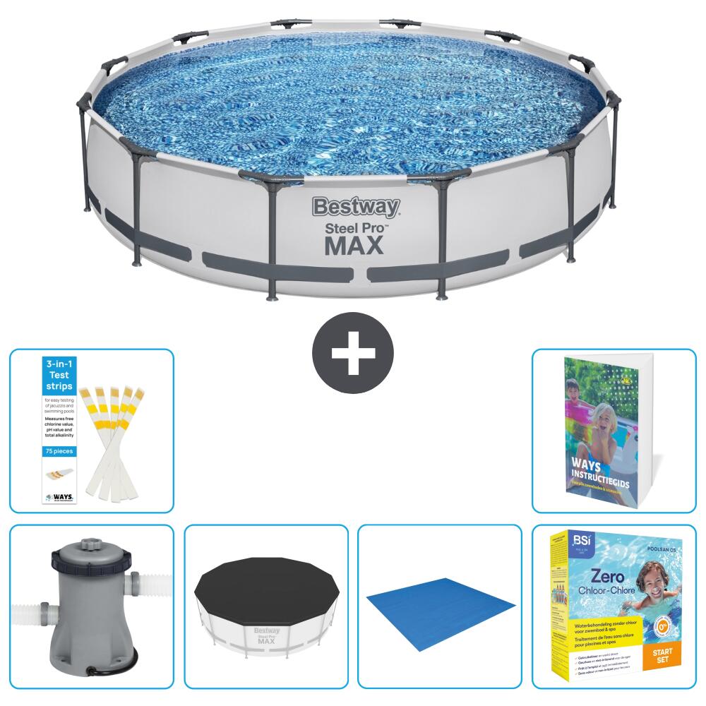 BESTWAY Basen Steel Pro MAX Okrągły - 366x76 cm - 7-częściowy S198