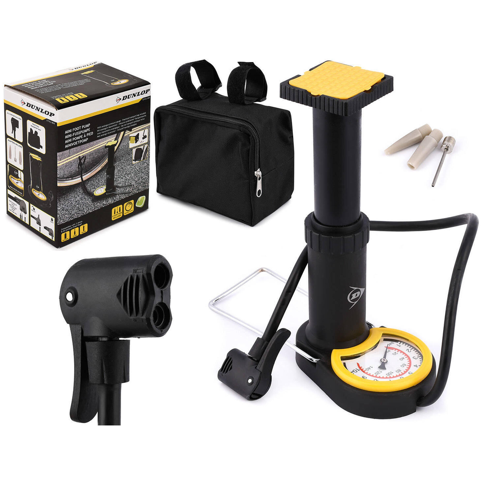 Pompka nożna rowerowa z manometrem DUNLOP
