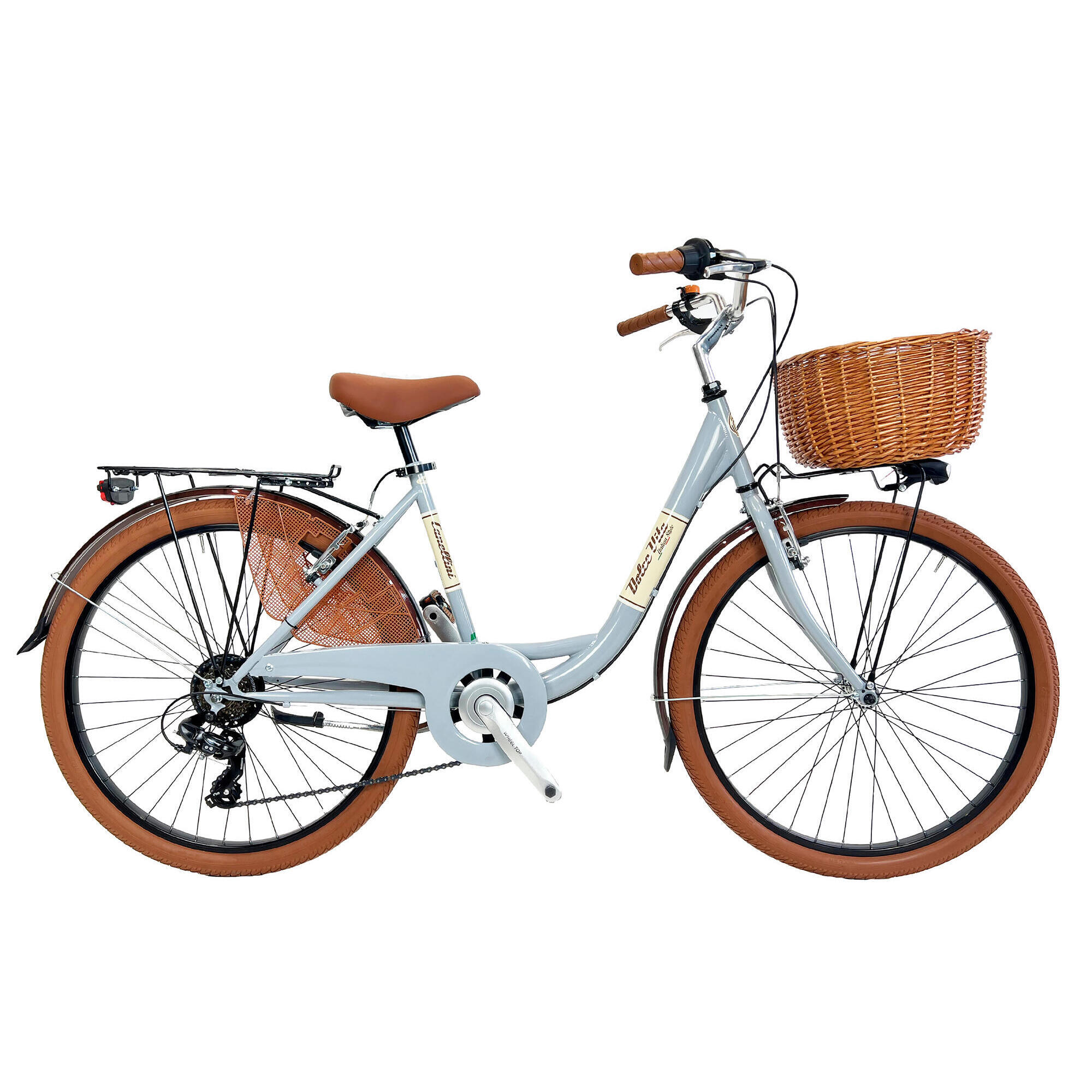 Rower miejski Dolce Vita by Canellini VENERE 26 z koszykiem - Szary