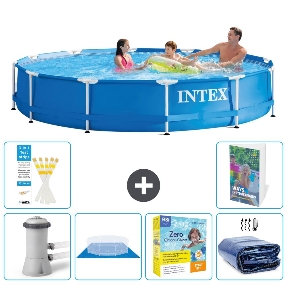 INTEX Basen ze stelażem Okrągły - 366x76 cm - 7-częściowy S245