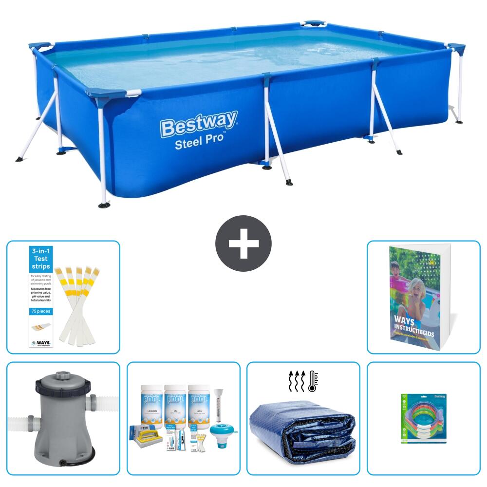 BESTWAY Basen Steel Pro Prostokątny - 300x201x66 cm - 7-częściowy S282