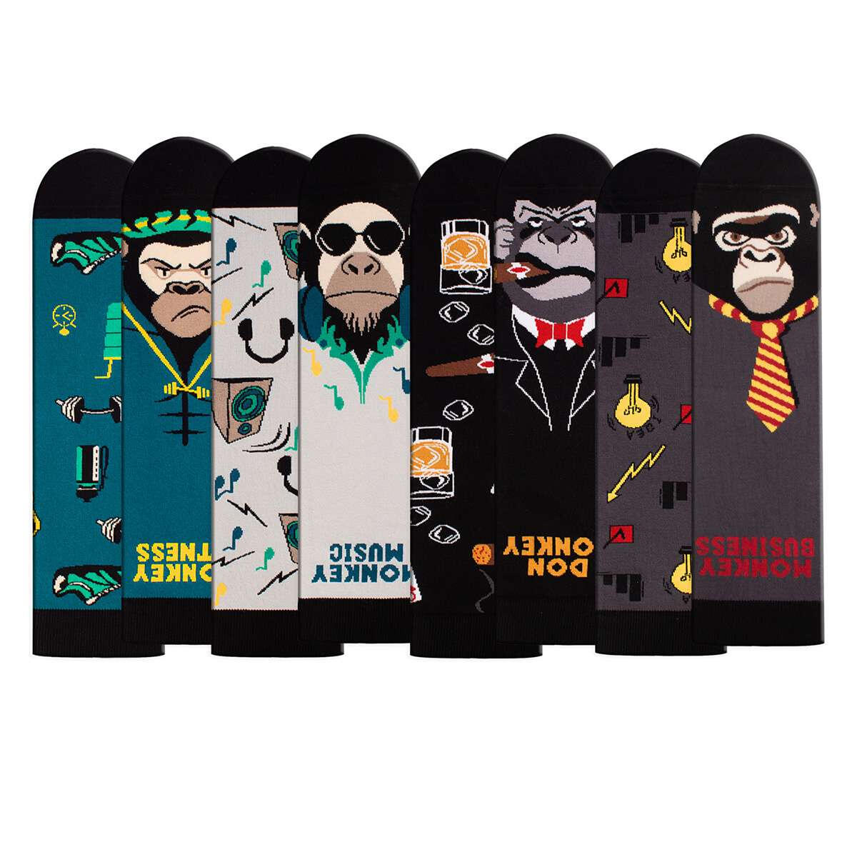 Zestaw 4 par skarpetek bawełnianych Arty Socks Małpy w pudełku prezentowym
