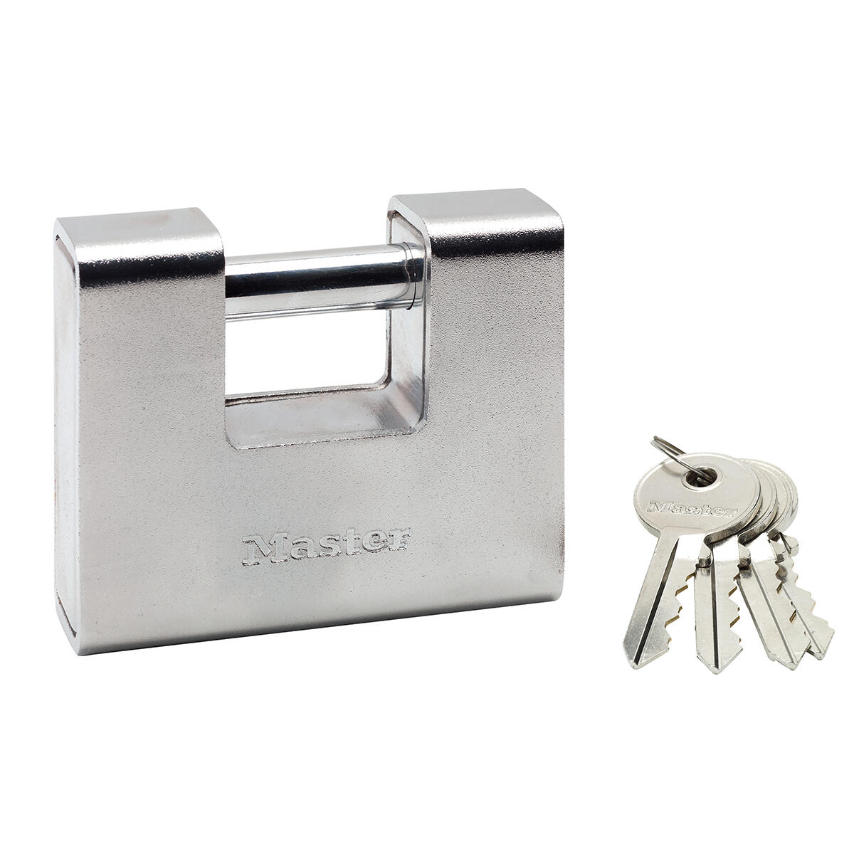 Prostokątna kłódka cynkowa na klucz Master Lock 690EURD, kolor szary