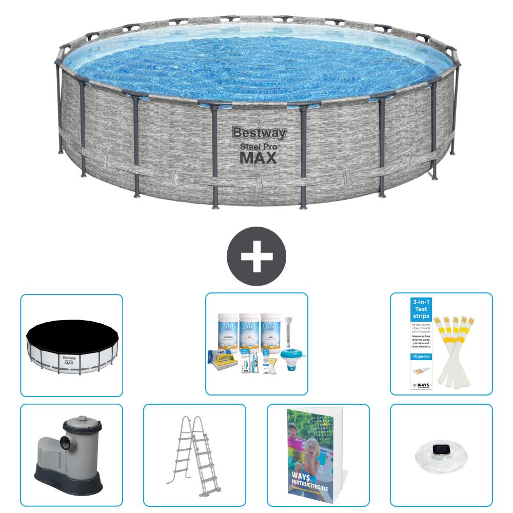 BESTWAY Basen Steel Pro MAX Okrągły - 549x122 cm - 8-częściowy S576