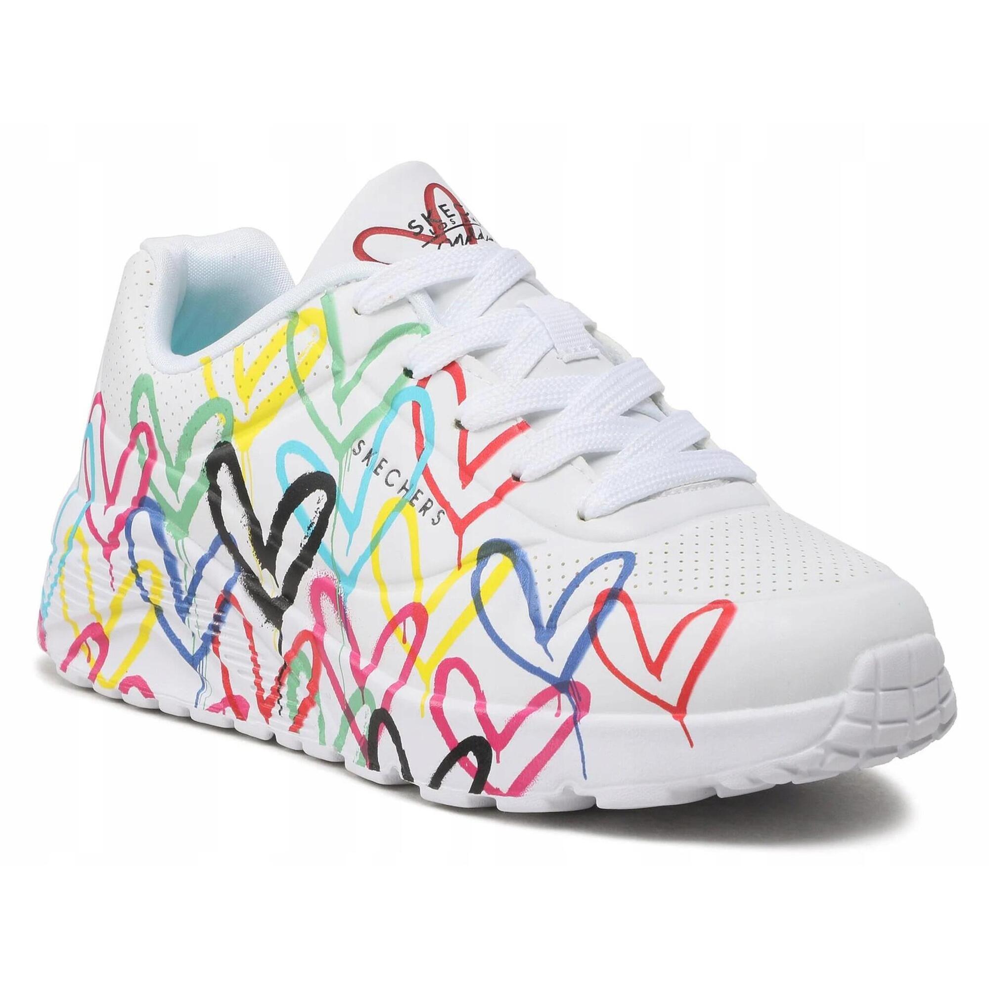 Buty damskie SKECHERS UNO LITE 314064L-WMLT białe w serca sportowe 39 5