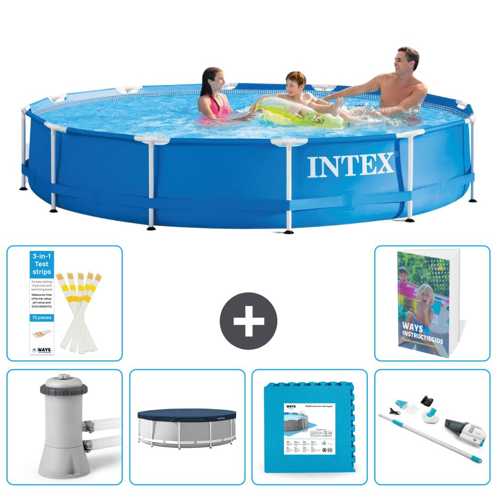 INTEX Basen ze stelażem Okrągły - 366x76 cm - 7-częściowy S183