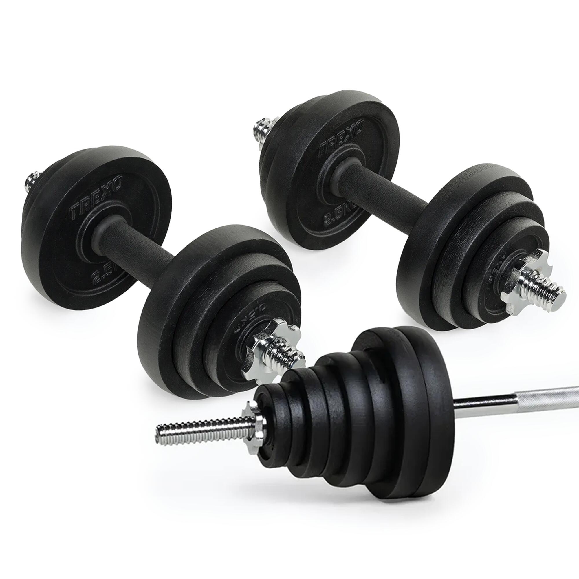Zestaw hantli ze sztangą XTREXO 50 kg