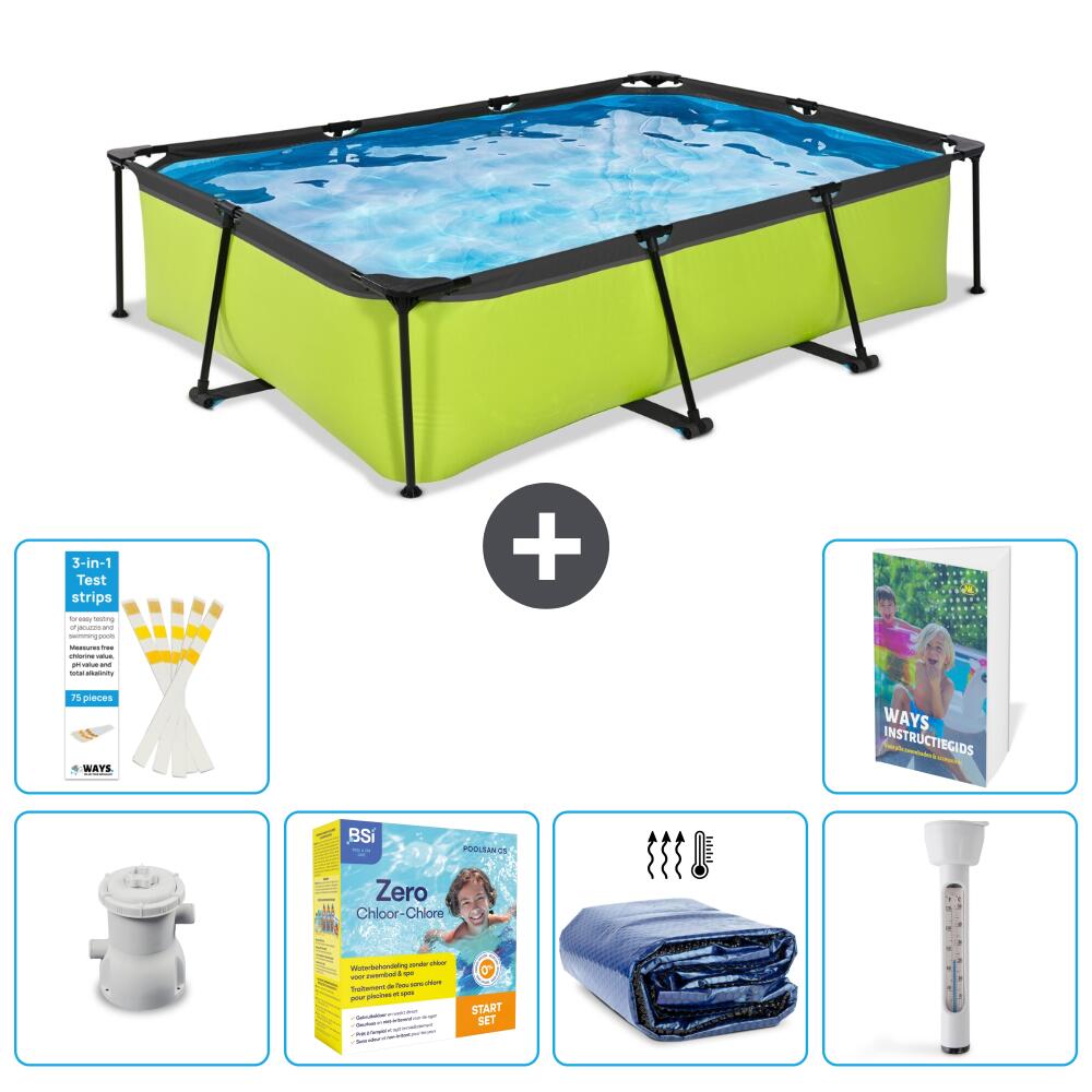 EXIT TOYS Basen Prostokątny - 300x200x65 cm - 7-częściowy S184
