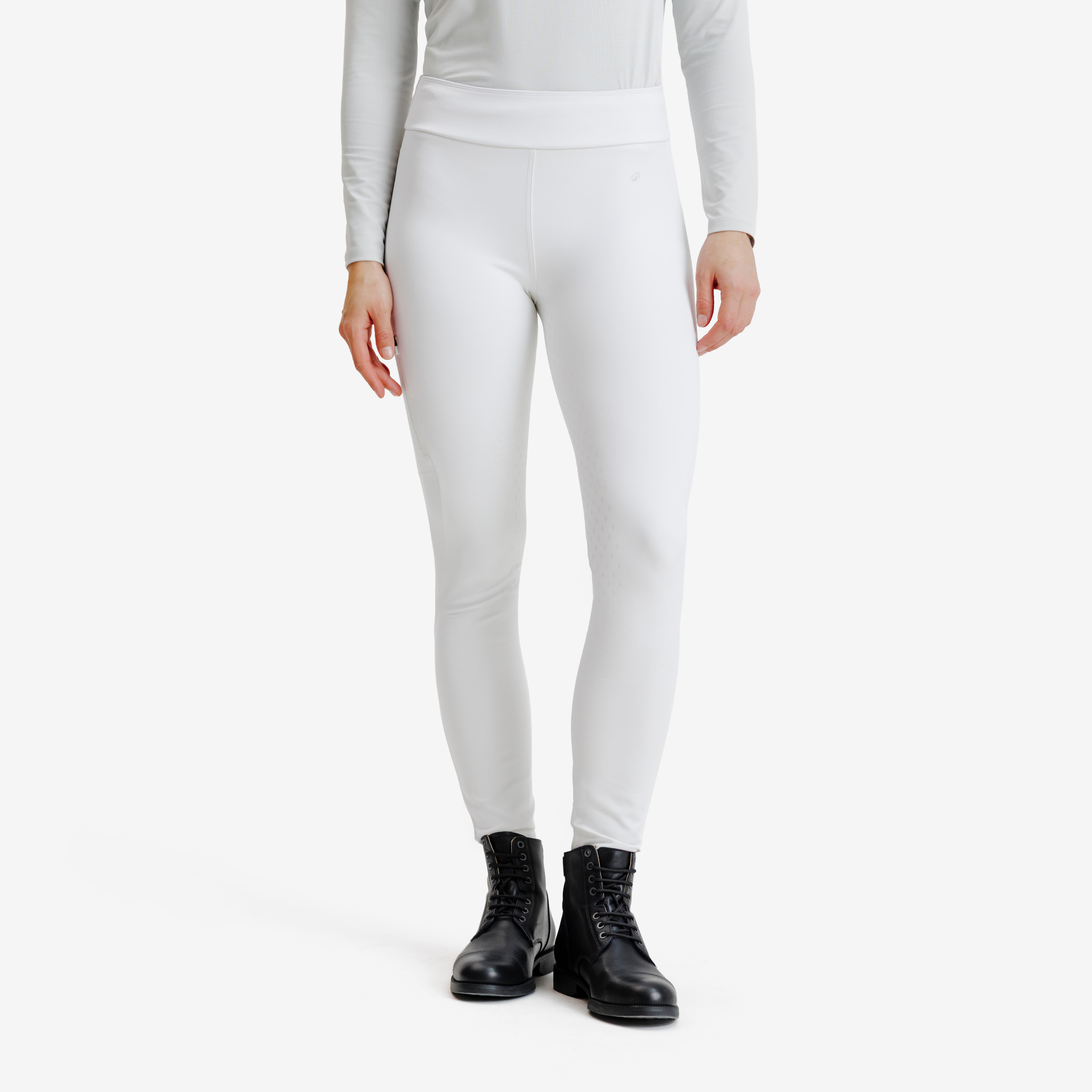 Legginsy jeździeckie na zawody damskie Fouganza 500 fullgrip