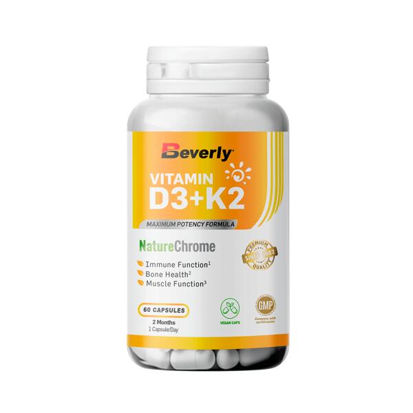 Witamina D3 z K2 - 60 kapsułek wegańskich Beverly Nutrition