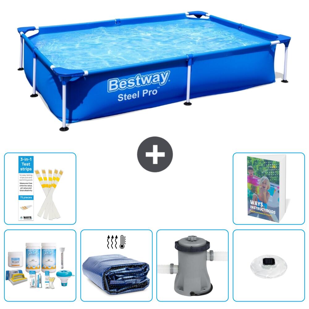BESTWAY Basen Steel Pro Prostokątny - 221x150x43 cm - 7-częściowy S160