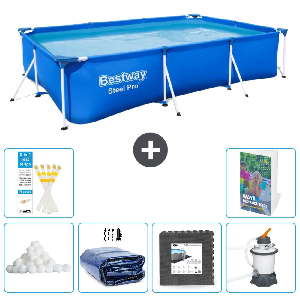 BESTWAY Basen Steel Pro Prostokątny - 300x201x66 cm - 7-częściowy S31