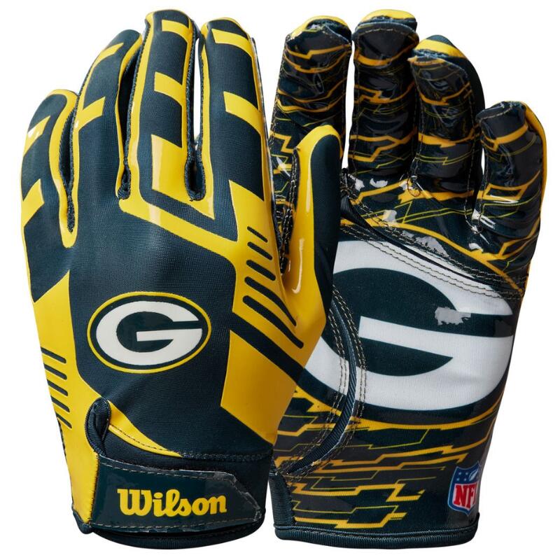 Gants de Football Américain Wilson NFL Greenbay Packers Stretch Fit receveur