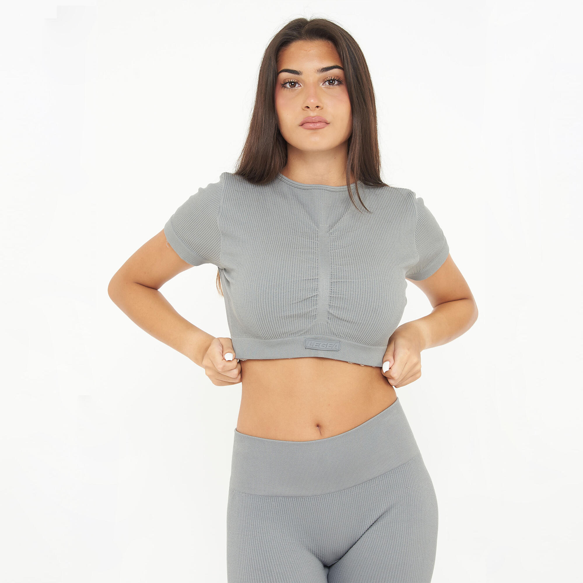 Crop top treningowy damski WAY krótki rękaw