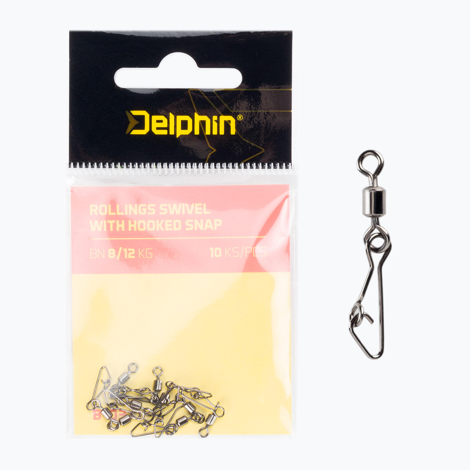 Krętlik spinningowy Delphin Rollings Swivel With Hooked Snap 10 szt