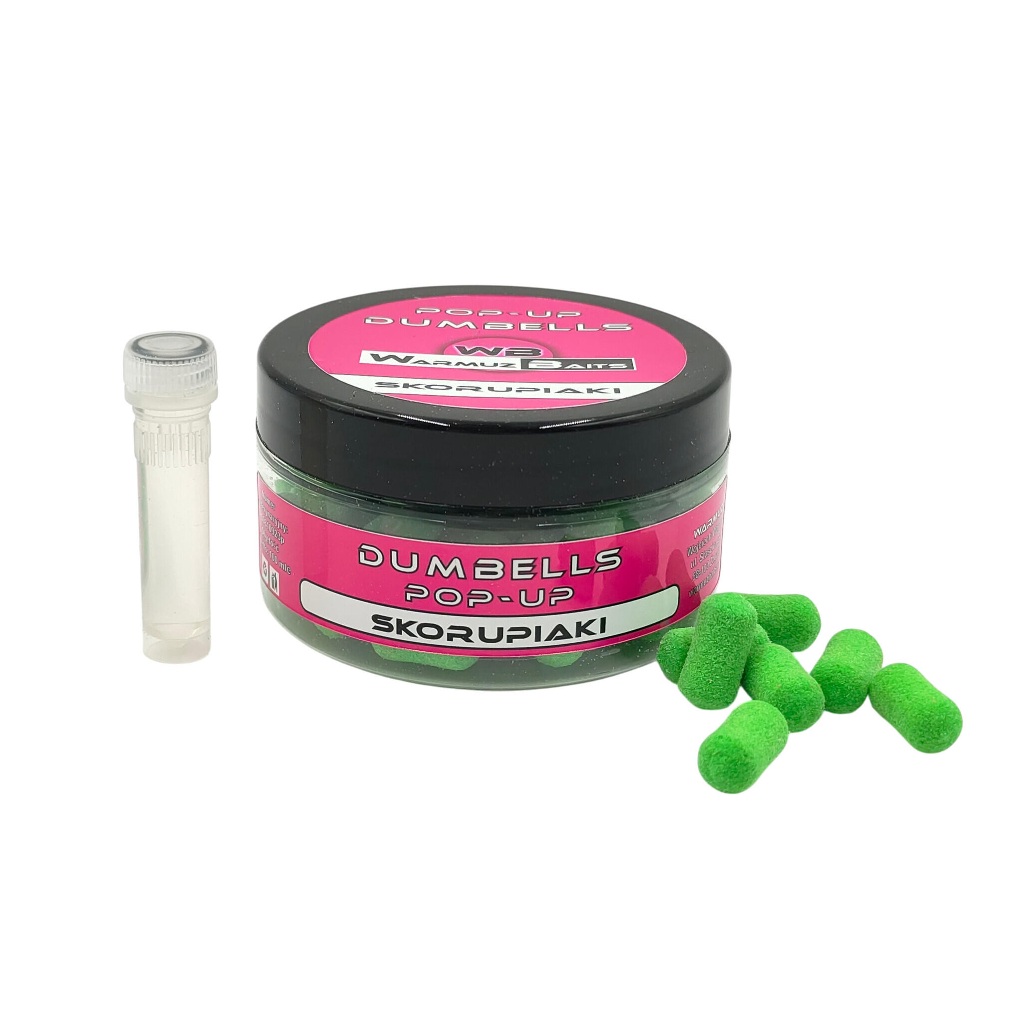 Kulki Pływające Pop Up 10mm Dumbells + dopalacz Warmuz Baits 100ml SKORUPIAKI