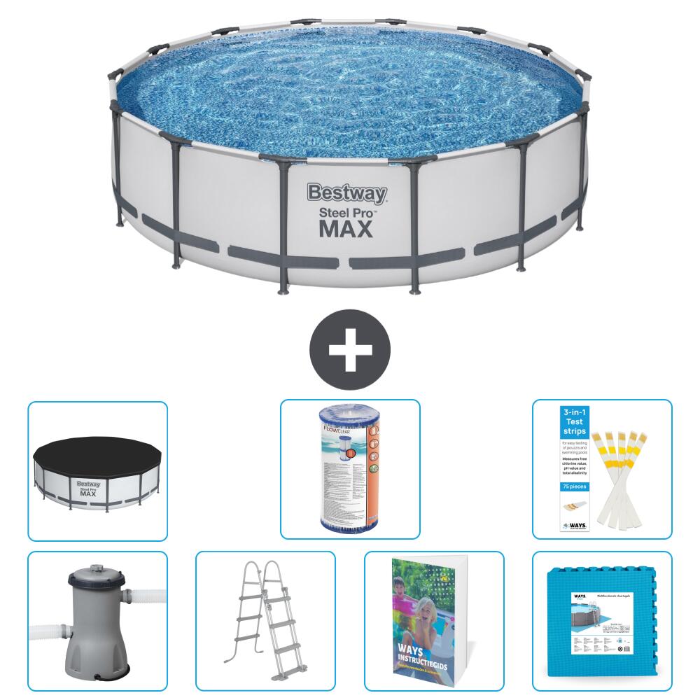 BESTWAY Basen Steel Pro MAX Okrągły - 427x122 cm - 8-częściowy S602
