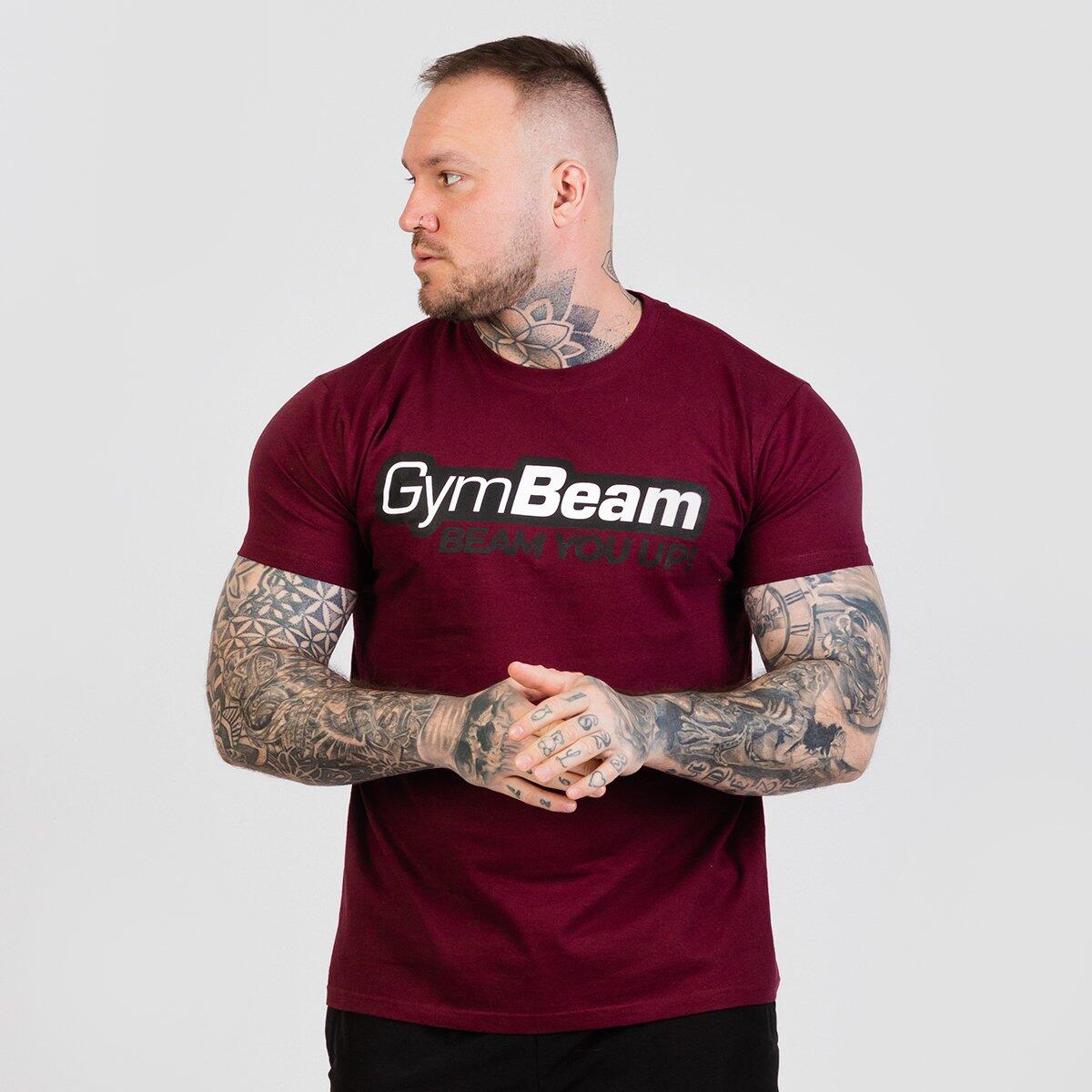 Koszulka męska fitness regular bordowa Beam
