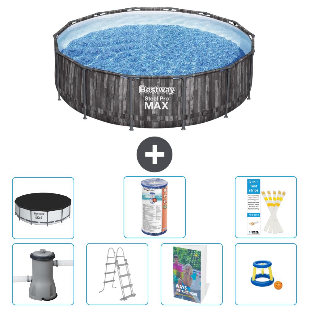 BESTWAY Basen Steel Pro MAX Okrągły - 427x107 cm - 8-częściowy S541