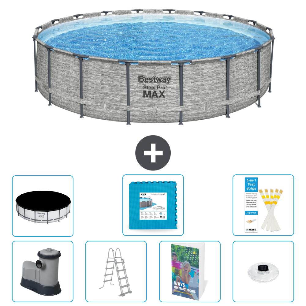 BESTWAY Basen Steel Pro MAX Okrągły - 549x122 cm - 8-częściowy S674