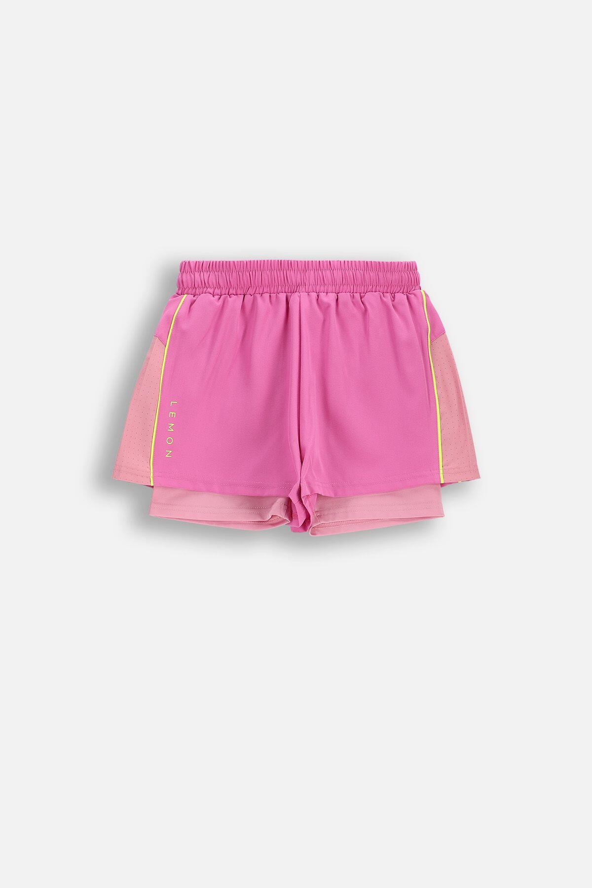 Spodenki sportowe dziecięce Lemon Explore WL6 krótkie różowe z lampasami