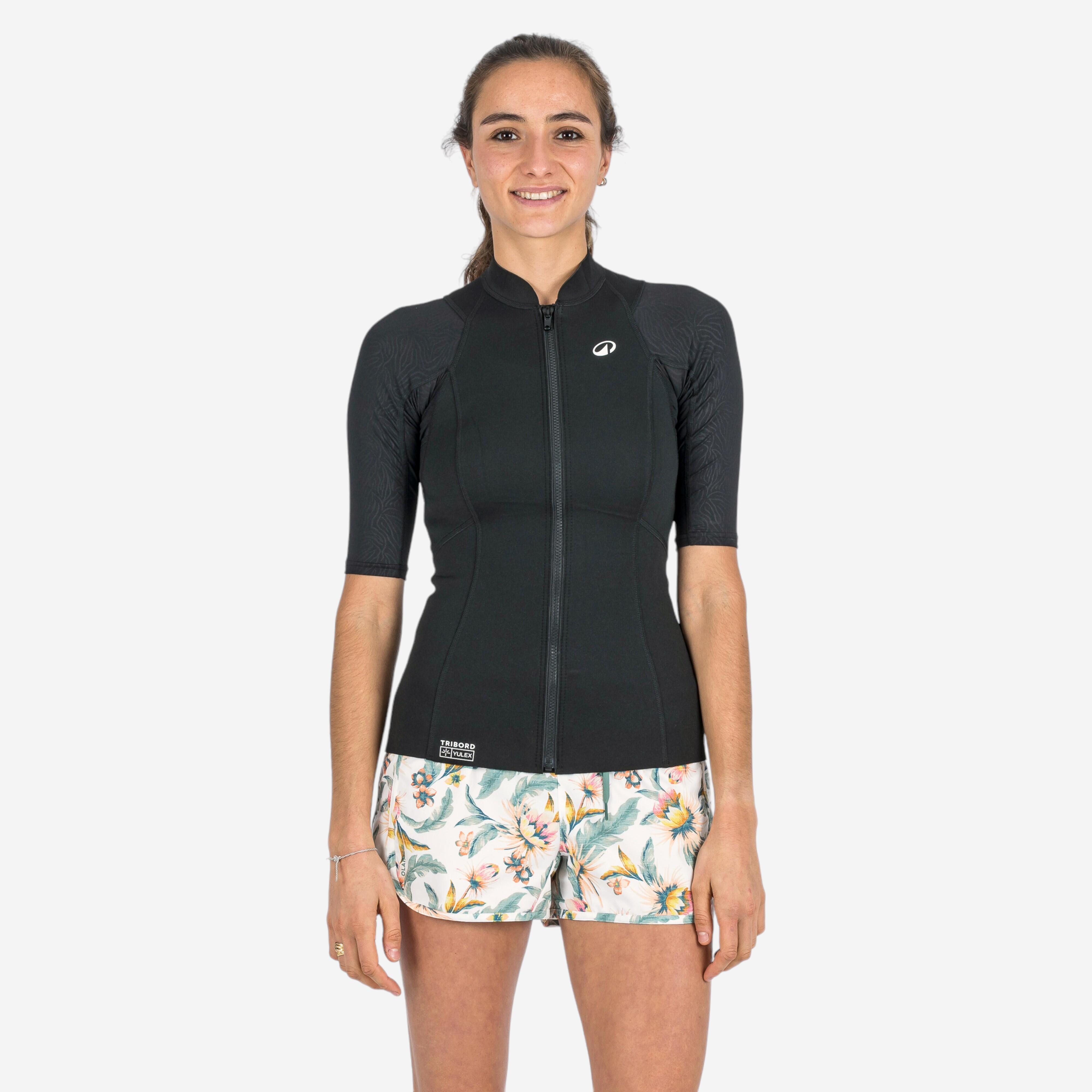 Top UV do snorkelingu damski Decathlon 100 Yulex 1 5 mm krótki rękaw