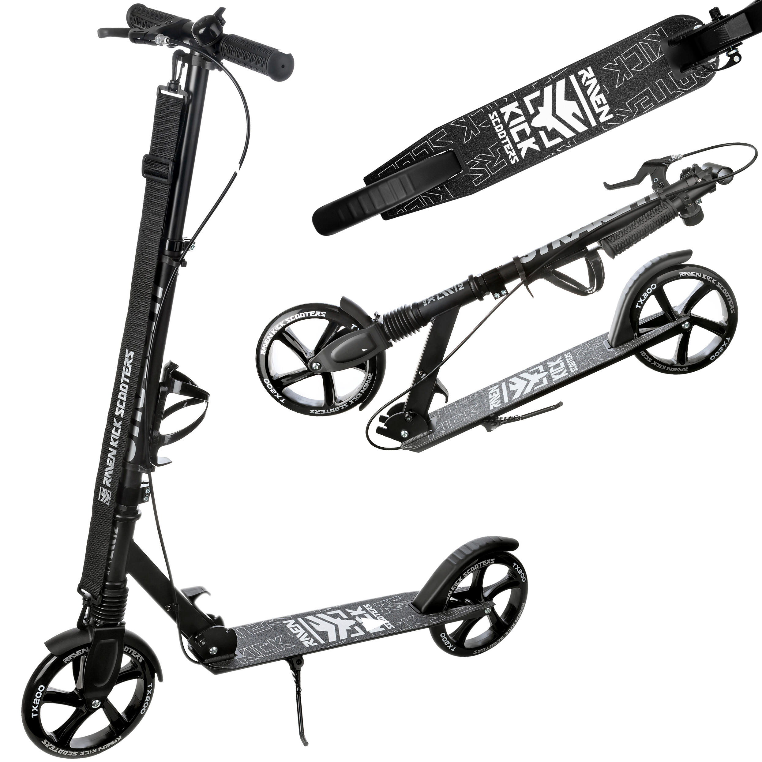Hulajnoga Skladana RAVEN Straight PRO 200mm z hamulcem, amortyzacją i dzwonkiem