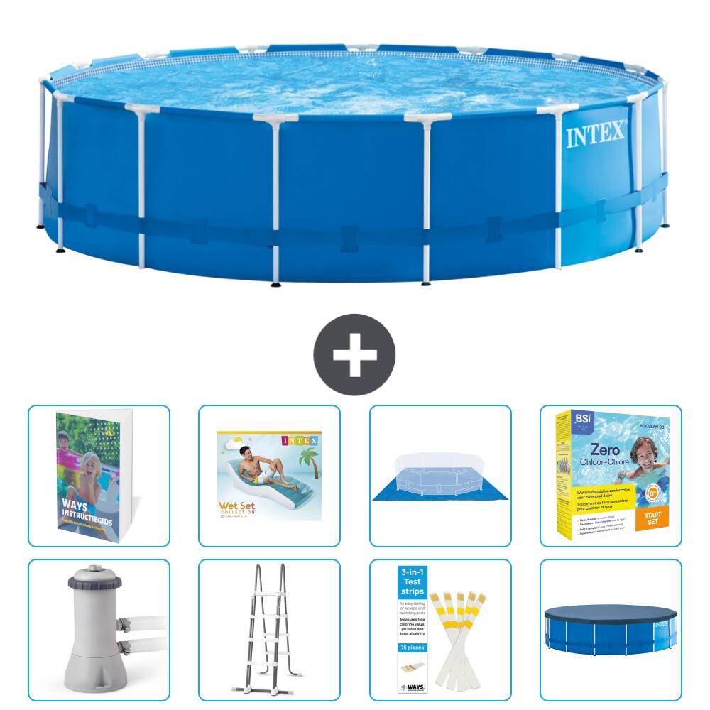 INTEX Basen ze stelażem Okrągły - 457x122 cm - 9-częściowy S639