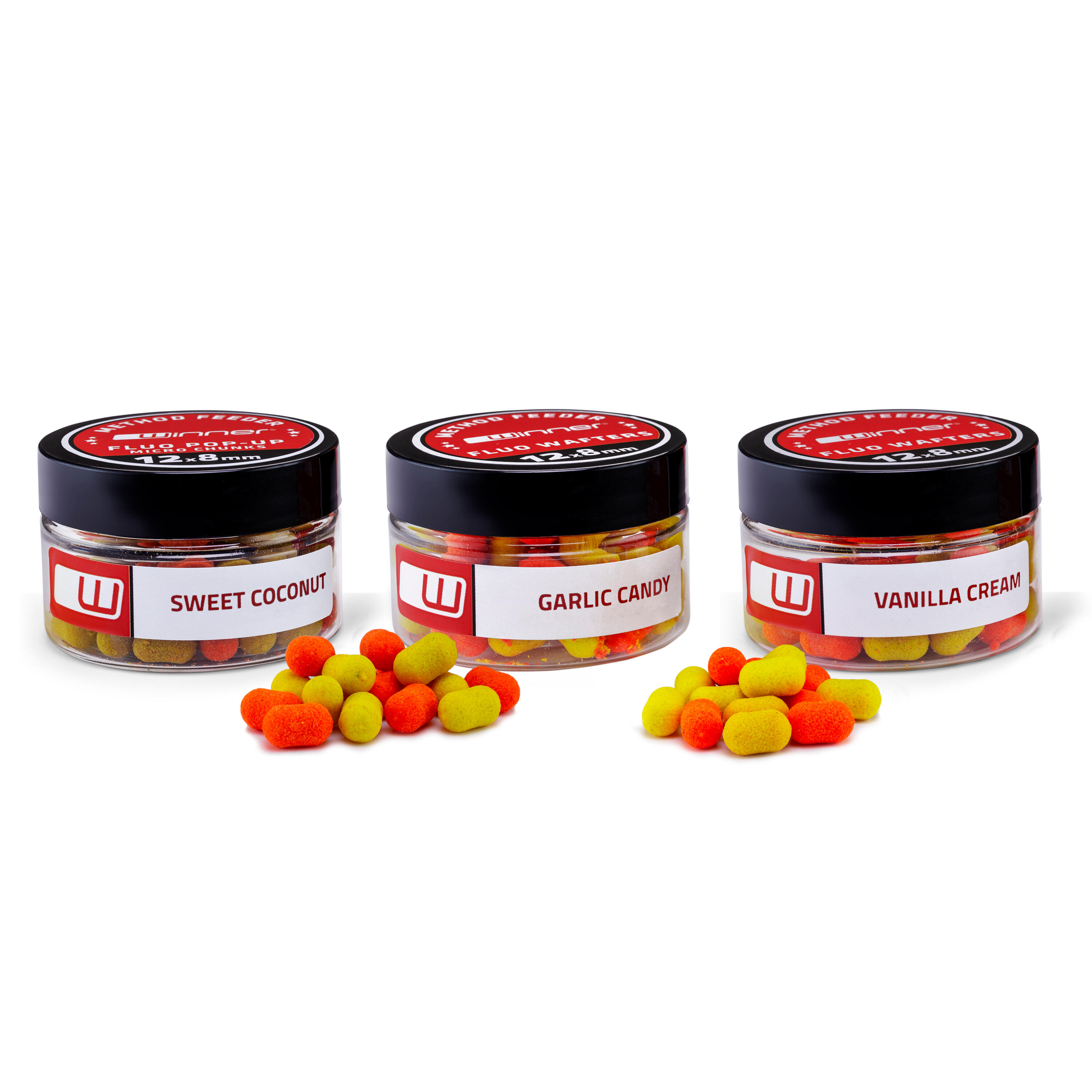 Fluo Wafters 20g – przynęty do metody Zestaw 3 sztuki Słodki Mix
