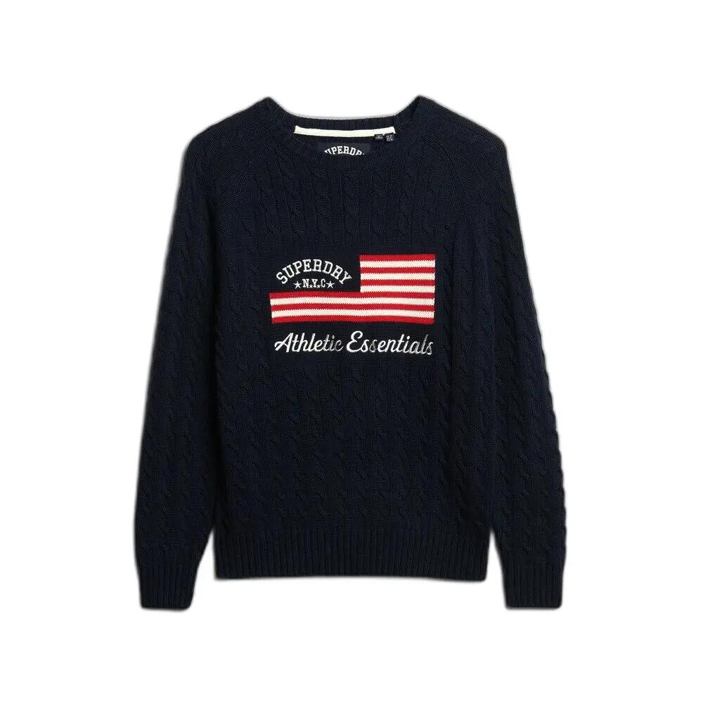 Sweter damski z warkoczowym splotem Superdry Flag