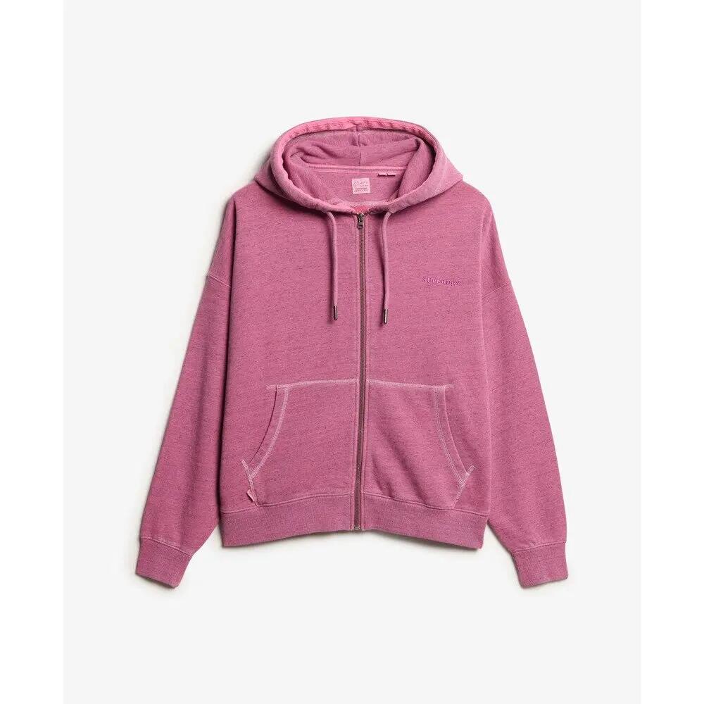 Damska bluza z kapturem na zamek z barwionego materiału Superdry Logo Essential