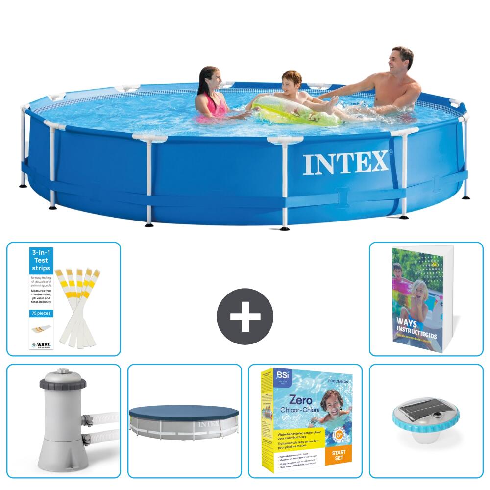INTEX Basen ze stelażem Okrągły - 366x76 cm - 7-częściowy S178