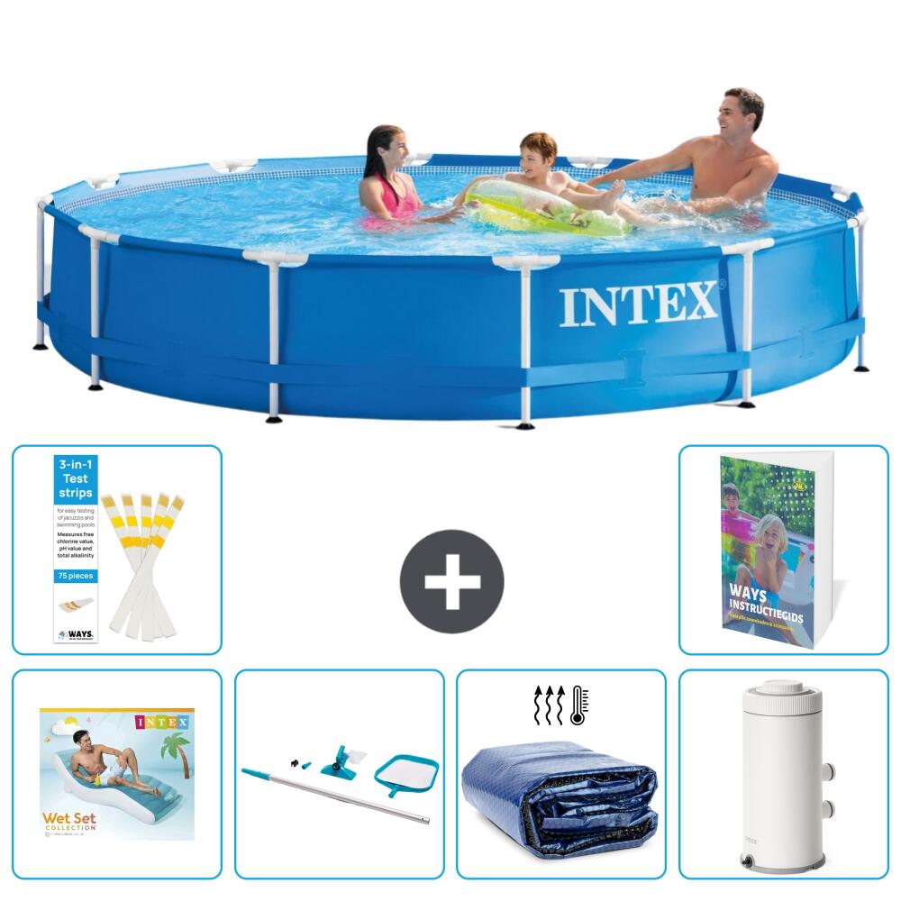 INTEX Basen ze stelażem Okrągły - 366x76 cm - 7-częściowy S96